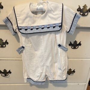 White and Blue Baby Romper
